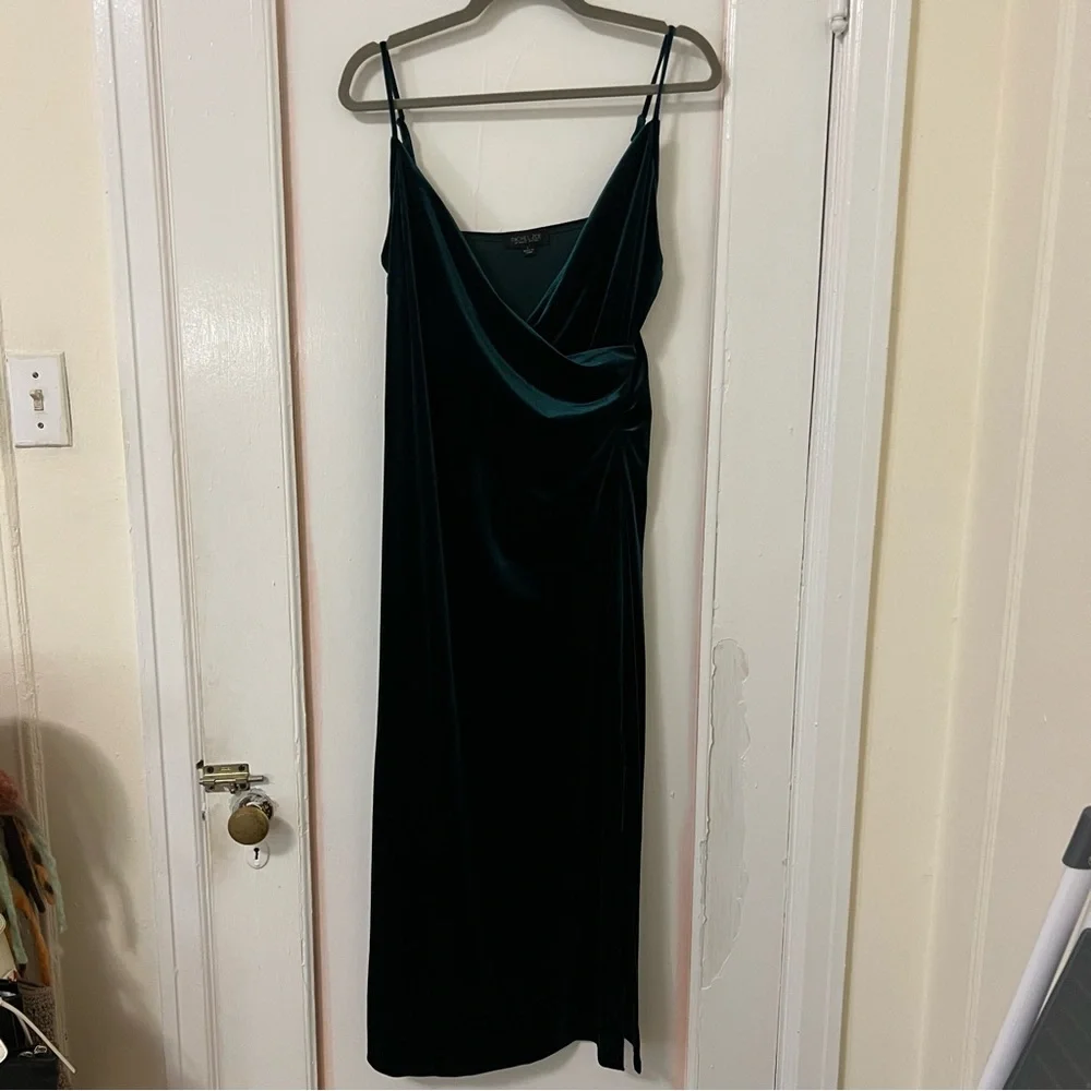 RACHEL ZOE Velvet Dress Slit V Neck Vneck sleeveless Los Angeles New York - Picture 2 of 9